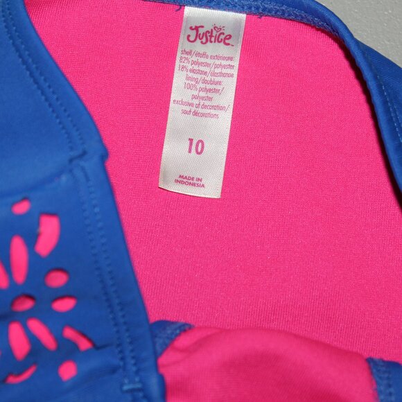 Blue & Pink 2 Pcs Justice Bikini Swimsuit Size 10 - Picture 5 of 11